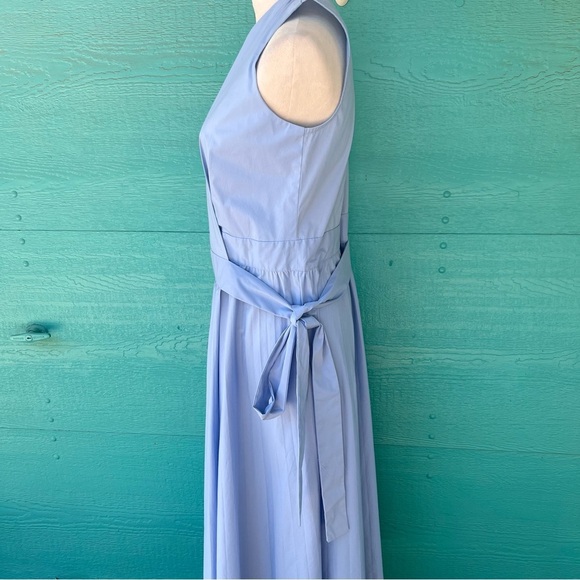 FRANCOMINA COTTON POPLIN WRAP MAXI DRESS SKY BLUE SIZE LARGE EUC MADE IN ITALY - Picture 8 of 12